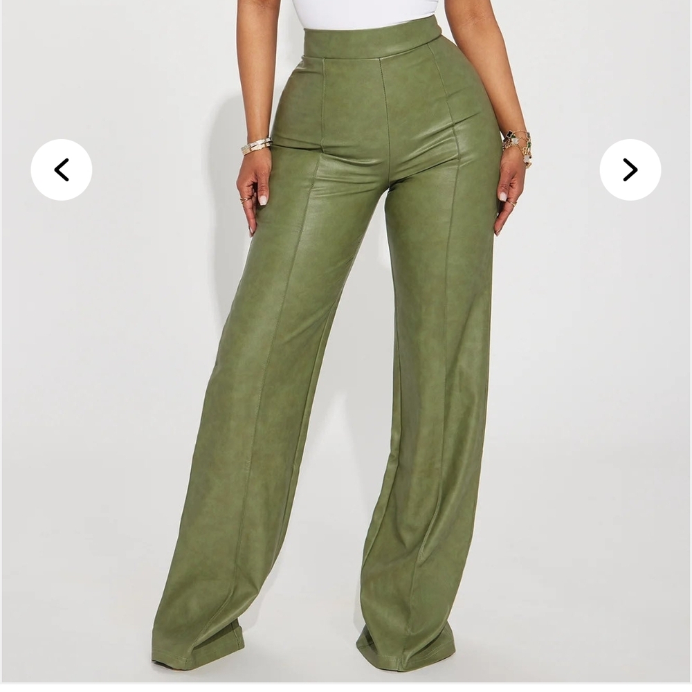 Fashion Nova Sage Green Wide Leg Pants - Picture 2 of 6